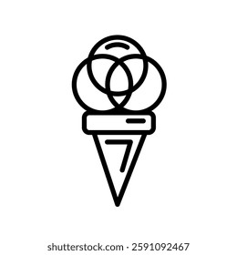 Ice Cream cone Outline no color plain