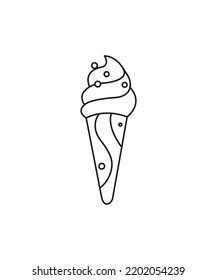 ice cream cone outline  vector isolated on white background. line art vector. ice cream coloring Page Isolated for Kids. for home decor such as posters, wall art, tote bag, t-shirt print, sticker.