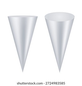 Empaquetado del cono del helado. Vector 3d maqueta realista para su diseño. 2 Plantillas vacías aisladas sobre fondo blanco.