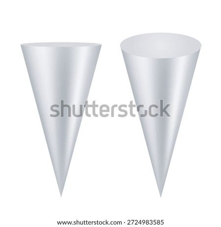 Ice cream cone packaging. Vector 3d realistic Mockup for your design. 2 Empty templates isolated on white background.