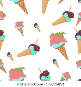 Patrón de cono de helado sobre fondo blanco. Imagen vectorial, eps 10