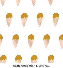 Ice cream cone pattern, summer ice cream on white background 