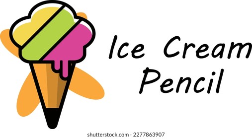 ice cream cone pencil logo vector illustration