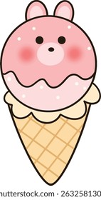 Ice cream cone with a pink bunny on top