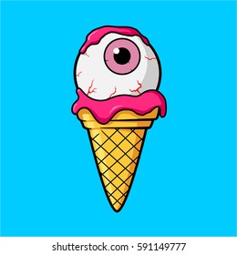Ice Cream Cone With Pink Eyeball