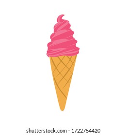ice cream cone pink flat icon illustration
