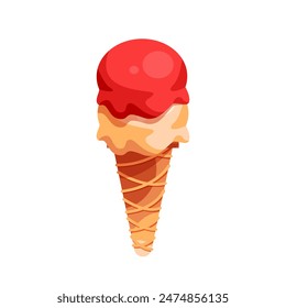 Ice cream cone with pink and red ball.