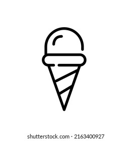 Ice cream cone. Pixel perfect, editable stroke line icon