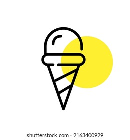 Cono de helado. Icono de línea de dibujo de píxeles perfecto, modificable