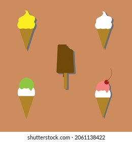Ice cream cone and popsicle flat design