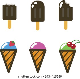 
ice cream cone and popsicle vector illustration
