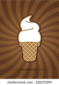 Ice cream cone poster graphic,on brown background vector.