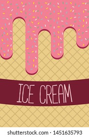 Ice cream cone poster : Vector illustration