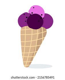 Ice cream cone purple Vector illustration isolated on a white background
