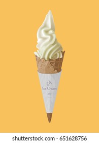 Ice cream cone, Realistic illustration design.