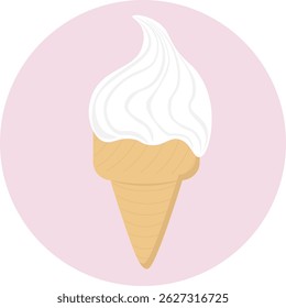 Ice cream cone is a refreshing summer dessert. Vector illustration.