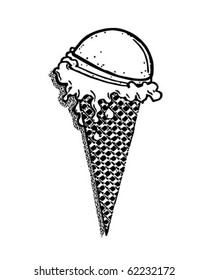 Ice Cream Cone - Retro Clipart Illustration