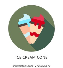Ice Cream Cone Ícone De Cor Plana Arredondado, Mini Ilustração Relacionam-Se Com Comida, Gastronomia. Use Para O Desenvolvimento Moderno De Conceitos, Ui, Ux Web E Aplicativos.