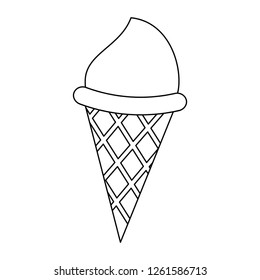 Ice cream cone with scoop in black and white