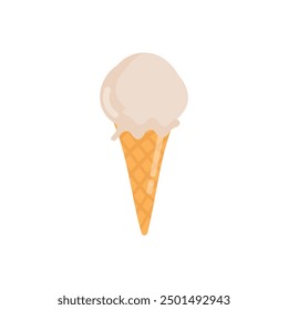 Ice cream cone with scoop of vanilla flat icon for apps and web