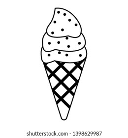 Ice cream cone with scoops in black and white