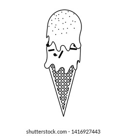Ice cream cone with scoops vector illustration graphic design