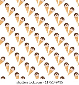 Ice cream cone seamless pattern dessert background vector. Ice cream frozen sweet illustration background. Summer candy wallpaper.