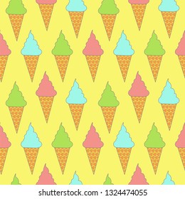 ice cream cone seamless pattern. colorful vector illustration