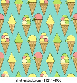 ice cream cone seamless pattern. colorful vector illustration