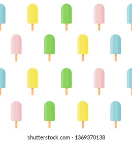 Ice cream cone seamless pattern on white background. vector illustration.