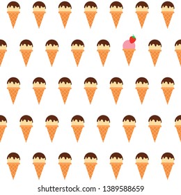Ice cream cone seamless pattern in cartoon style. Vector illustration