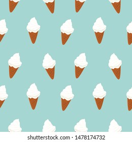 Ice Cream cone seamless pattern. soft cream vector.