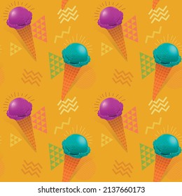 Ice cream cone seamless pattern