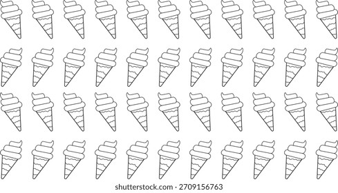 Cono de helado sin patrón. Diseño de dibujos animados de helado. lindo patrón sin fisuras con helado dibujado a mano para estampados de verano
