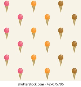 Ice cream cone seamless pattern. Vector ice cream background.