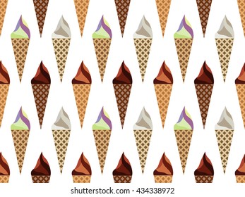 Ice cream cone seamless pattern, Vector.