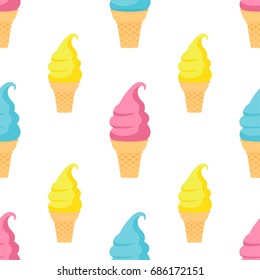 Ice cream cone seamless pattern, Vector illustration.