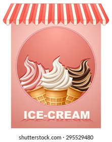 Ice cream cone sign with text