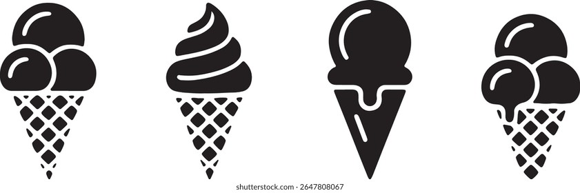 ice cream cone silhouette, dessert silhouette, ice cream shape, sweet treat