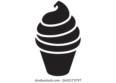 Ice cream cone silhouette icon in black isolated on white background illustration
