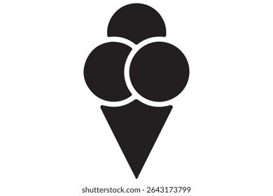 Ice cream cone silhouette icon in black isolated on white background illustration
