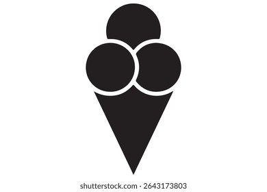 Ice cream cone silhouette icon in black isolated on white background illustration
