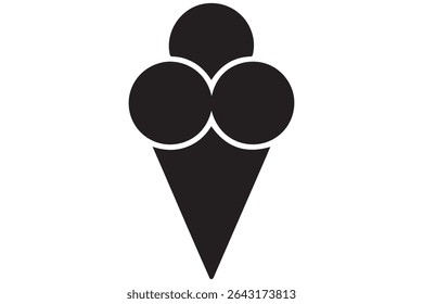 Ice cream cone silhouette icon in black isolated on white background illustration
