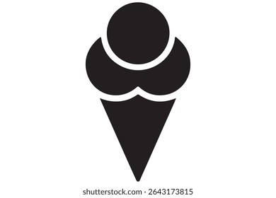Ice cream cone silhouette icon in black isolated on white background illustration
