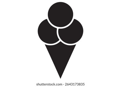 Ice cream cone silhouette icon in black isolated on white background illustration
