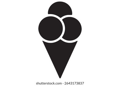 Ice cream cone silhouette icon in black isolated on white background illustration
