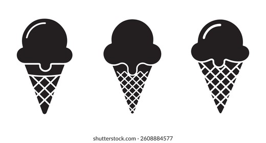 ice cream cone silhouette vector illustration collection