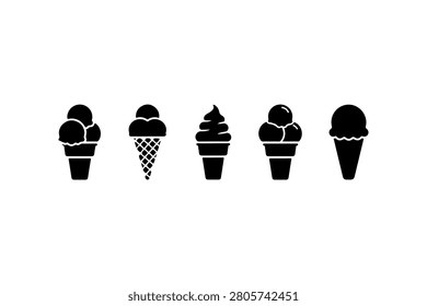 Ice Cream Cone Silhouette Vector Collection Set