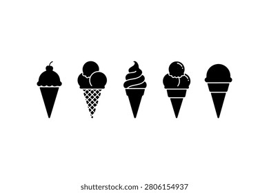 Ice Cream Cone Silhouette Vector Collection Set