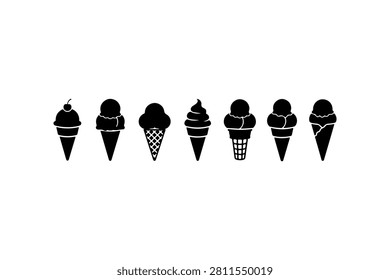 Ice Cream Cone Silhouette Vector Collection Set